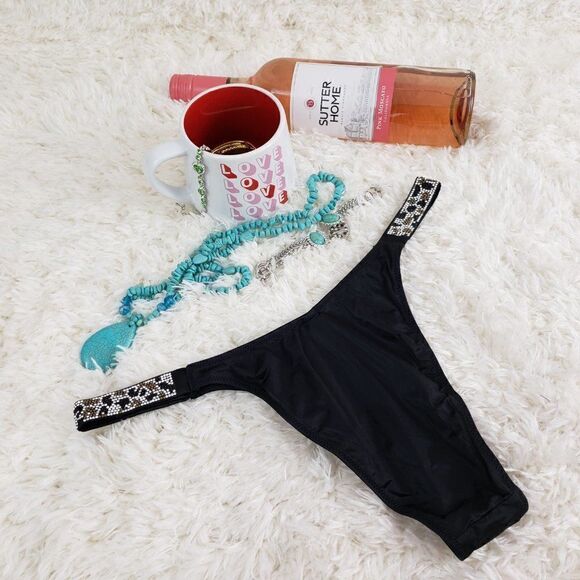 VS Black Bling Crystals Cheetha Print BRAZILIAN - Picture 3 of 4